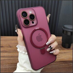 Burgundy Matte MagSafe Ring Stand Case